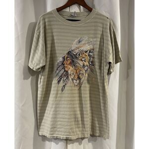 Vintage Jan Taylor‎ Vision Of The Cougar Native American Shirt Size XL